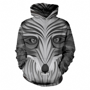 Farverig Ni-tailed Fox 3d Digital Med Tryk Sweatshirt