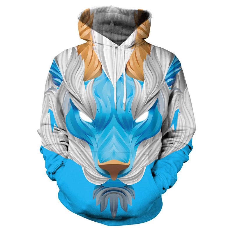 Farverig Ni-tailed Fox 3d Digital Med Tryk Sweatshirt