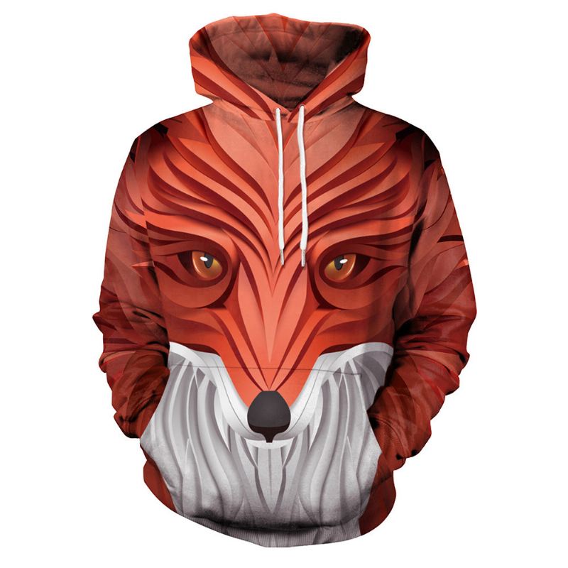 Farverig Ni-tailed Fox 3d Digital Med Tryk Sweatshirt