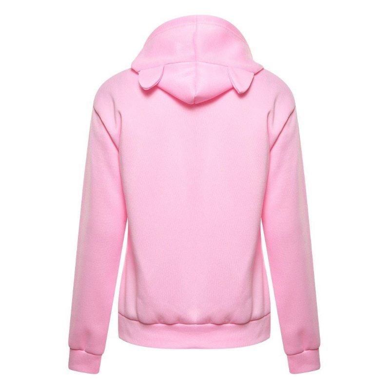 Harajuku Kat Ear Cap Hættetrøjer Damer I Am A Kat Trykte Hættetrøjer Pink Top Sød Langærmet Løs Pullover Moletom