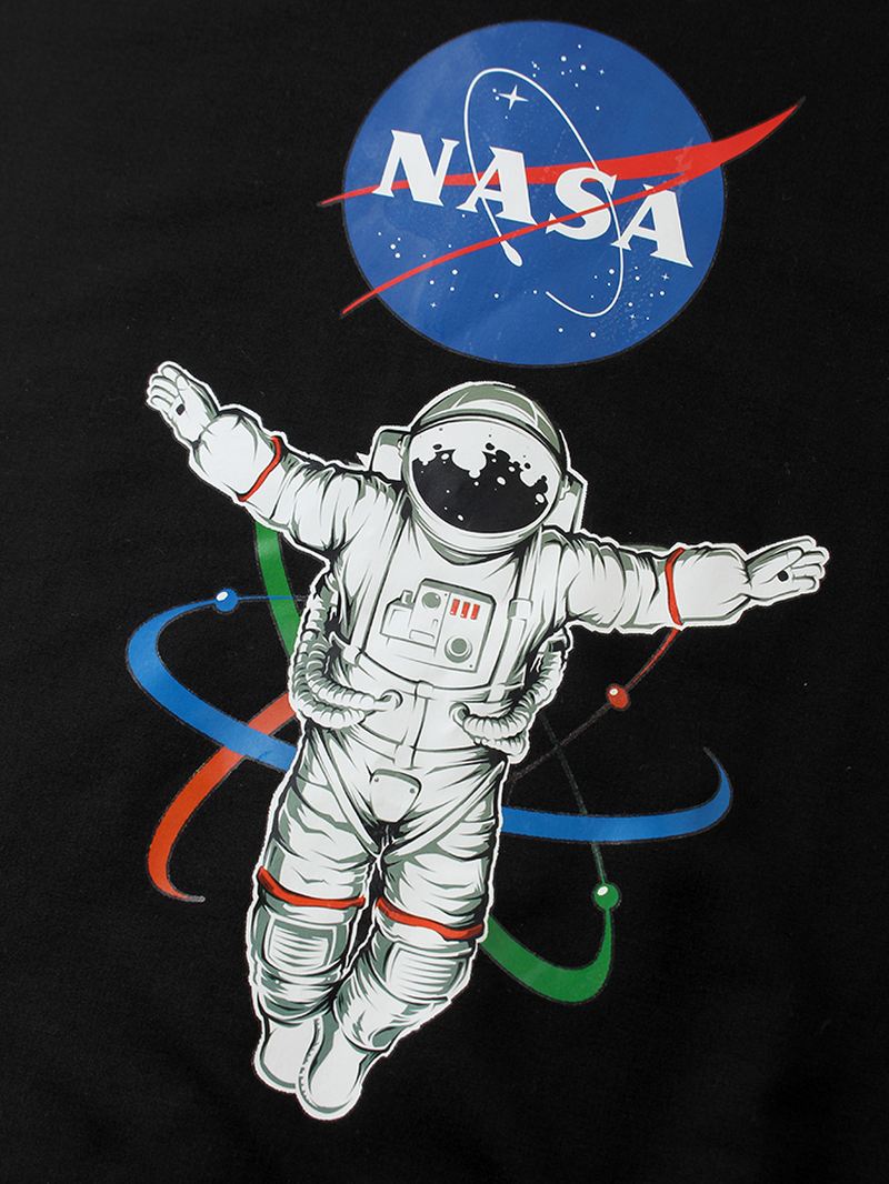 Herre Astronaut Brev Trykning Bomuld Rund Hals Afslappet Sweatshirts