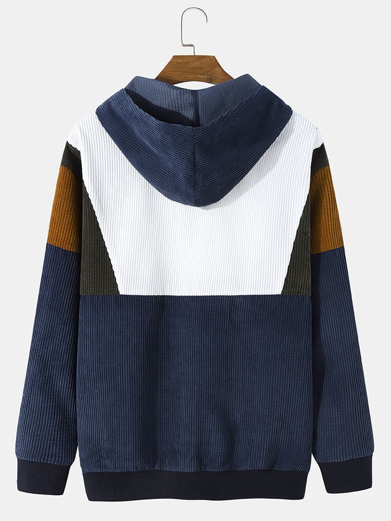 Herre Preppy Style Colour Block Half-zip Fjeldstrøje Hættetrøje