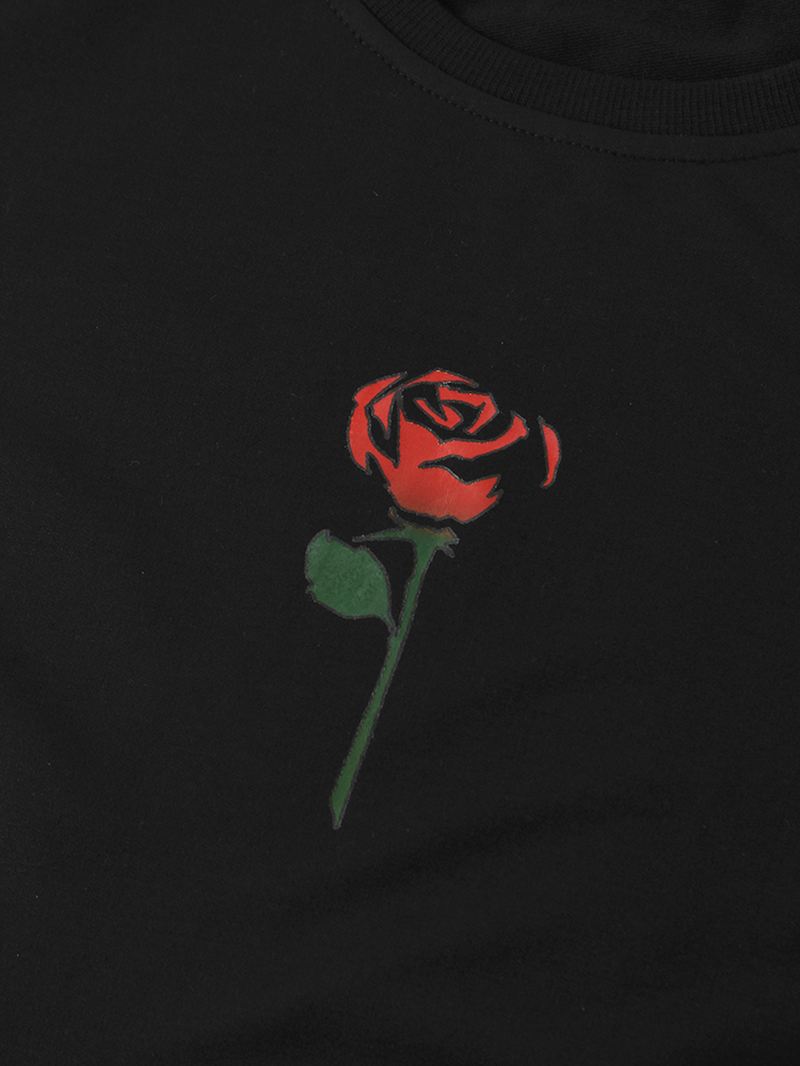 Herre Rose Med Tryk Rund Hals Pullover Langærmet Simple Bomuld Sweatshirts