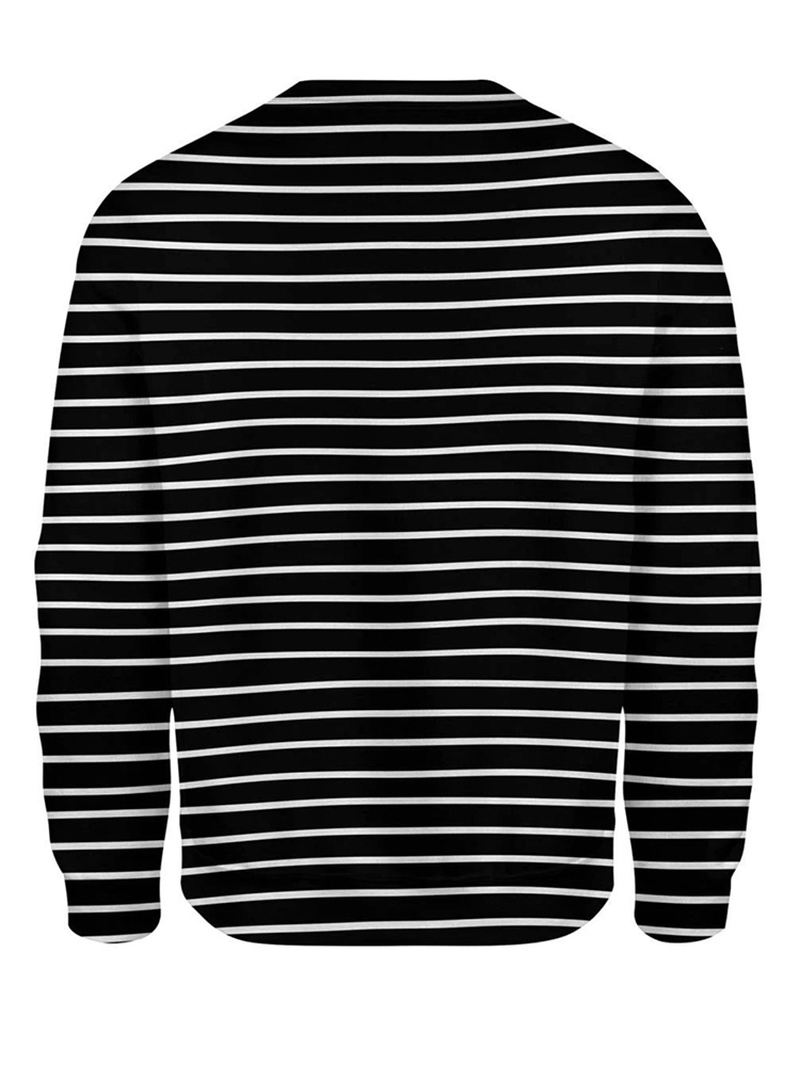 Kvinder 3d Hunde & Stripe Med Tryk O-hals Pullover Casual Sweatshirts