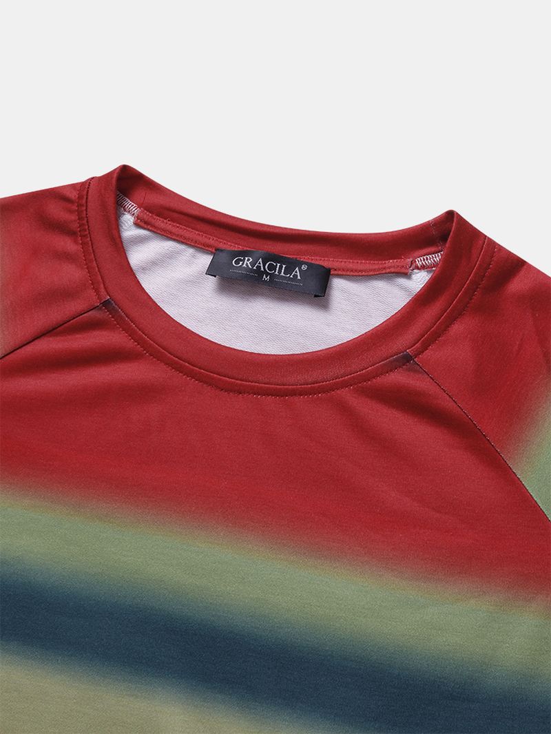 Kvinder Multi Colour Ombre Stribet O-hals Raglan Sleeve Casual Sweatshirts