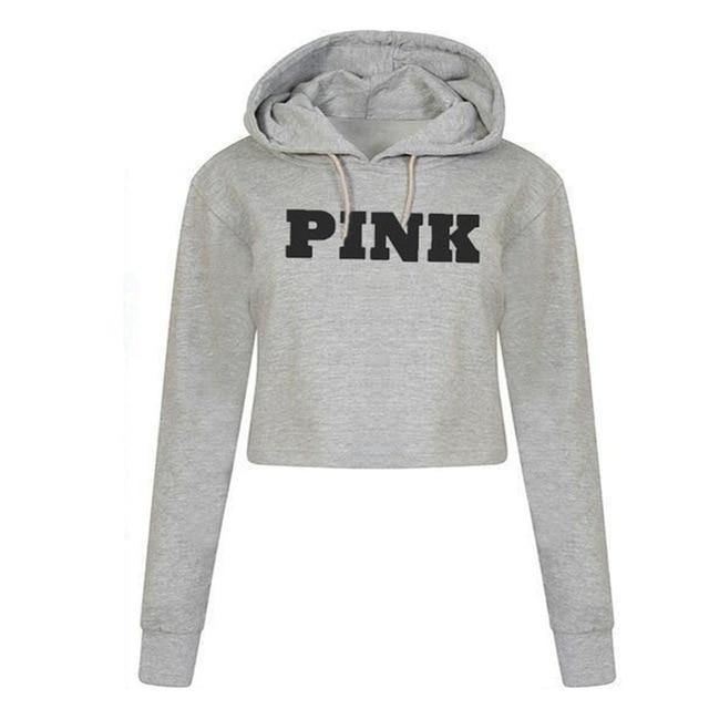 Kvinder Oversized Hættetrøjer Jumper Sweatshirt Kvinde Pink Cropped Top