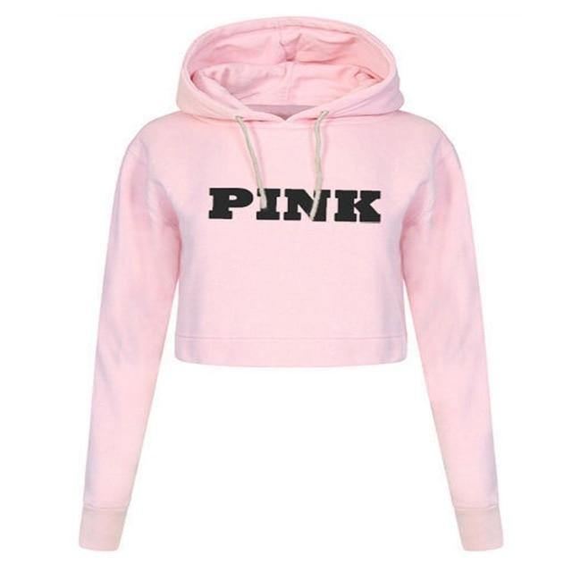 Kvinder Oversized Hættetrøjer Jumper Sweatshirt Kvinde Pink Cropped Top