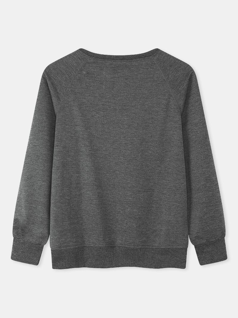 Kvinder Sød Kat Grafik Rund Hals Afslappet Raglan Ærmer Sweatshirts