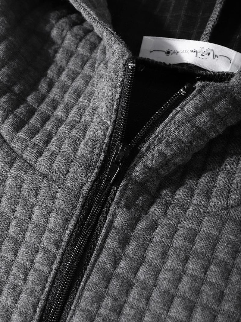 Mænd Corduroy Solid Half Zip Simple Drop Shoulder Casual Hættetrøje