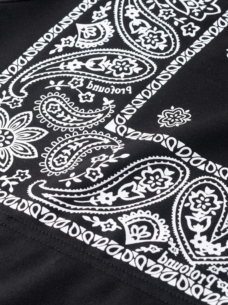 Mænd Cotton Paisley Kangaroo Pocket Drop Shoulder Hættetrøje