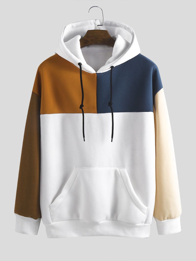 Mænd Løs New Mode Casual Farve Matchende Stitching Sweatshirt