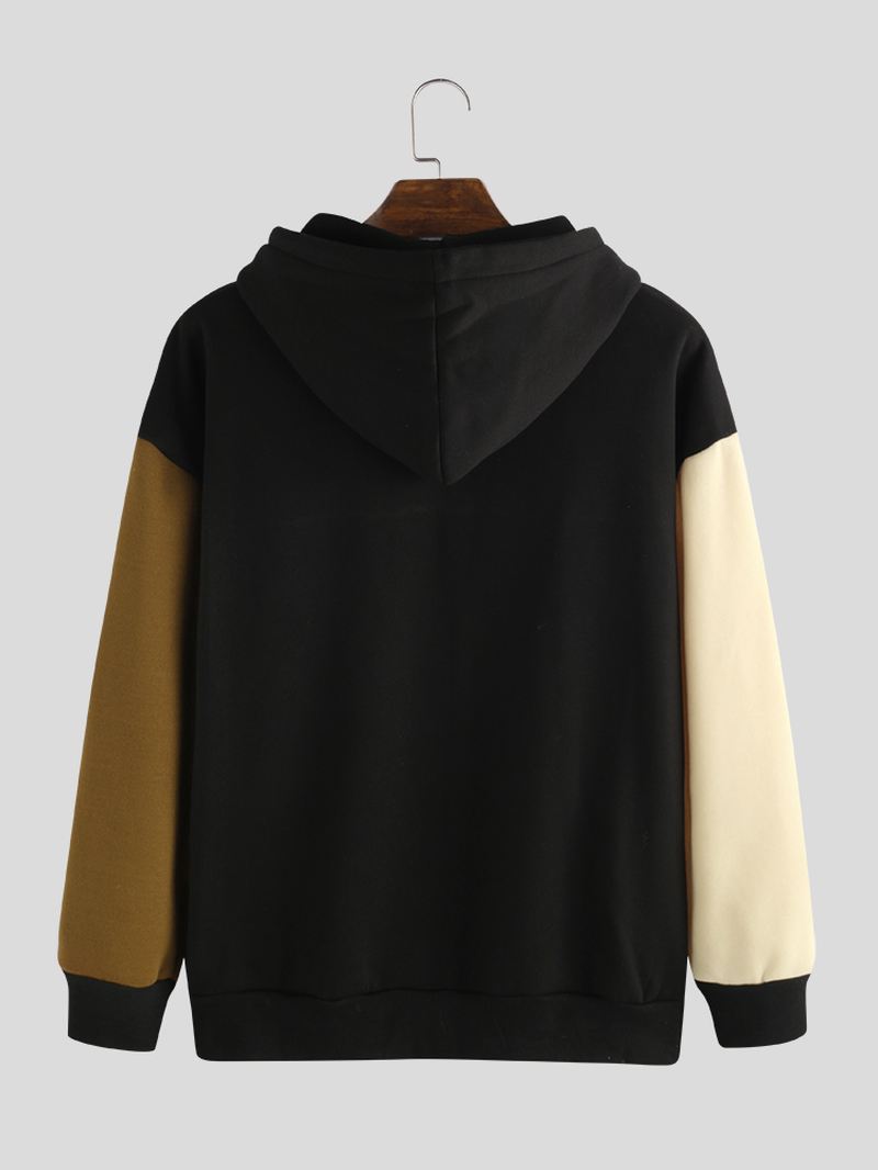 Mænd Løs New Mode Casual Farve Matchende Stitching Sweatshirt