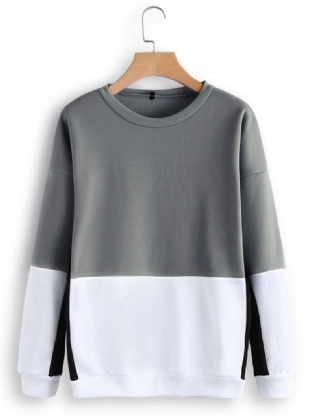 Patchwork Sweatshirt Med Rund Hals