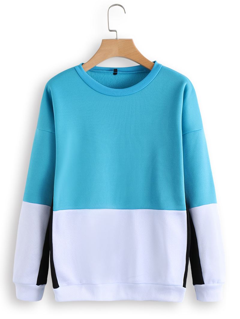 Patchwork Sweatshirt Med Rund Hals