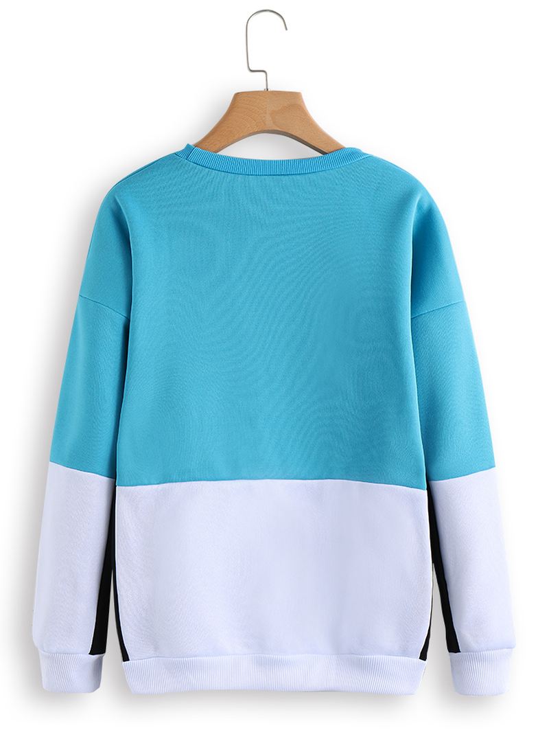 Patchwork Sweatshirt Med Rund Hals