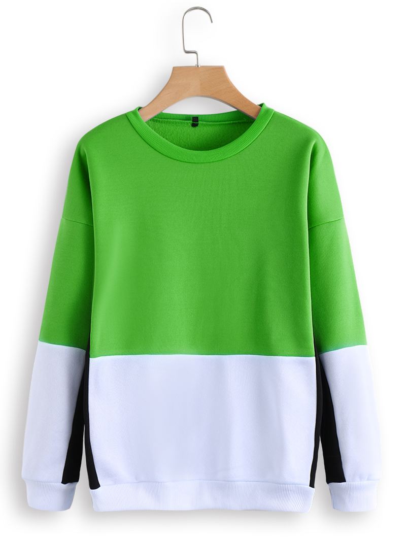 Patchwork Sweatshirt Med Rund Hals