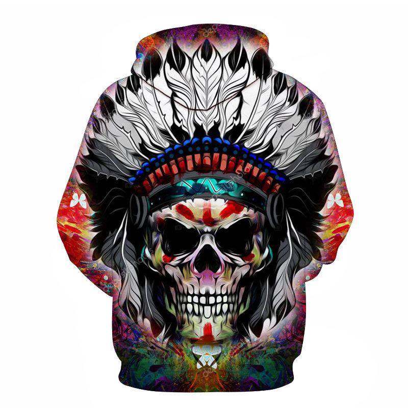 Skull 3d Printing Hætte Pocket Pullover Sweater Nanchao Hættetrøje Mænds Personlighed Producent