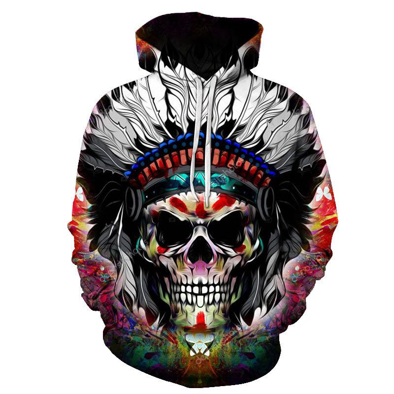 Skull 3d Printing Hætte Pocket Pullover Sweater Nanchao Hættetrøje Mænds Personlighed Producent