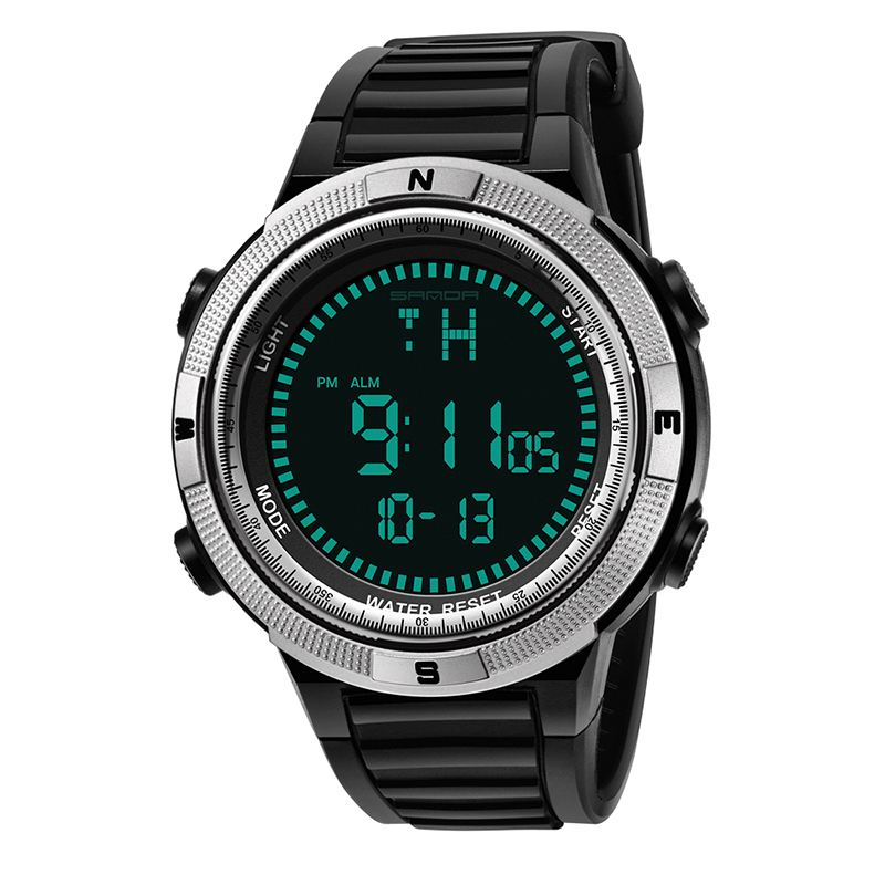 Digital Watch Mænd Mode Silikone Strap Kalender Lysende Display Udendørs Sport Watch