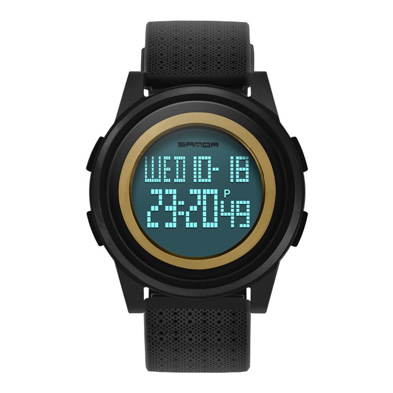 Digitalur Led Vandtæt Pu Læder Sports Student Watch