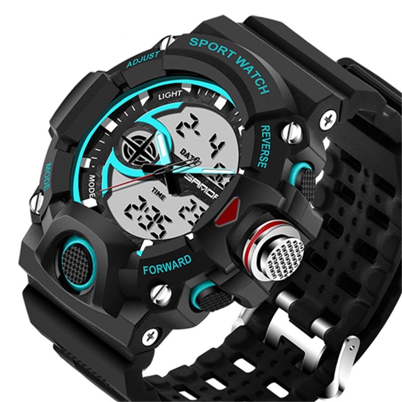 Dual Display Multi-function Sport Stopur Udendørs Mode Mænd Digital Watch