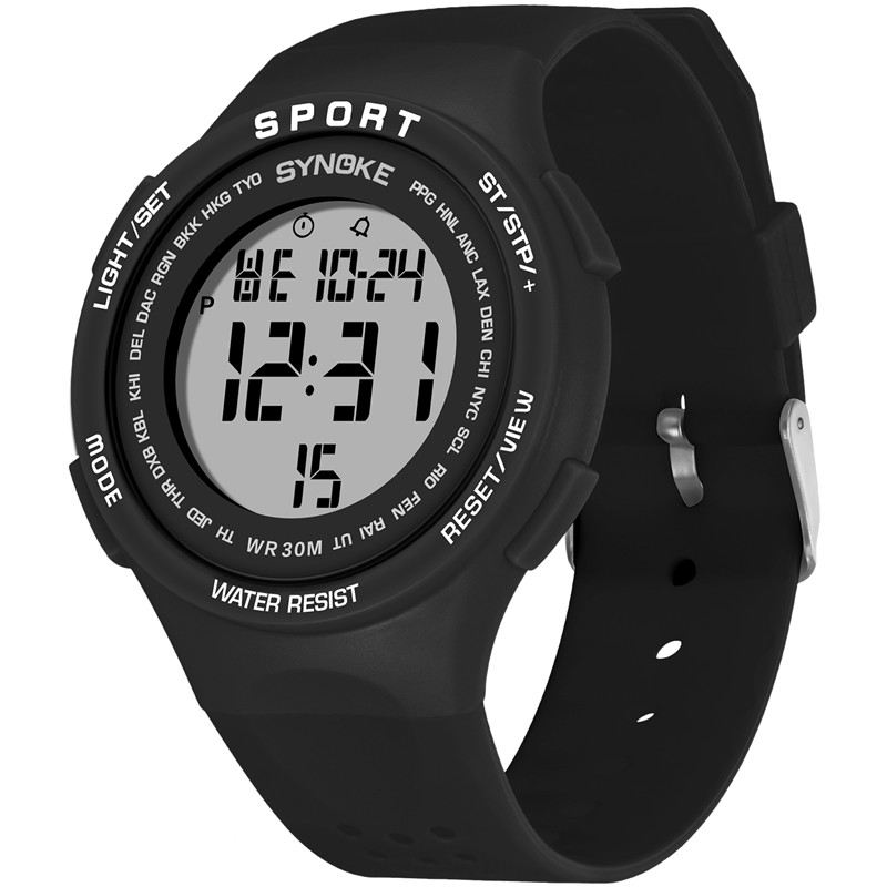 El Display Silikone Strap Sport Watch 3atm Vandtæt Alarm Student Digital Watch