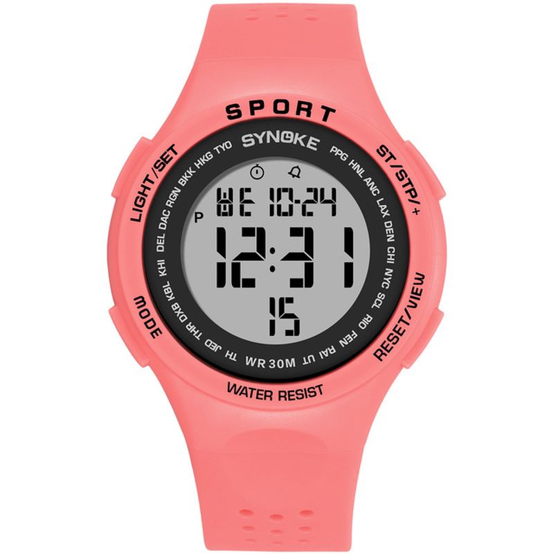 El Display Silikone Strap Sport Watch 3atm Vandtæt Alarm Student Digital Watch