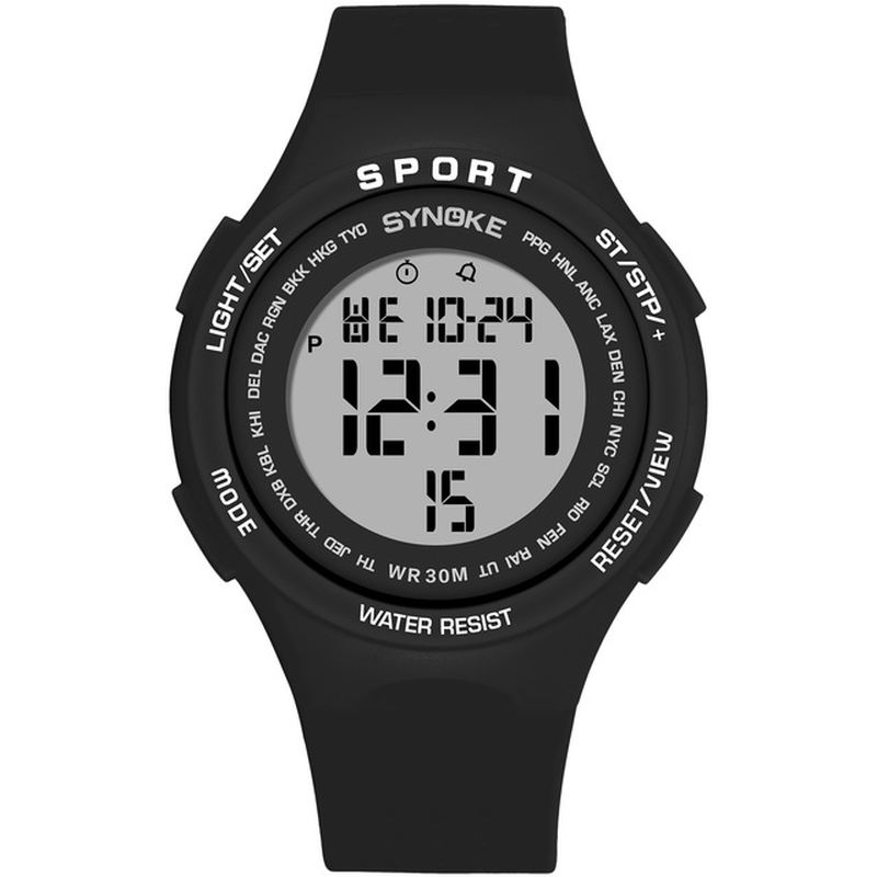 El Display Silikone Strap Sport Watch 3atm Vandtæt Alarm Student Digital Watch