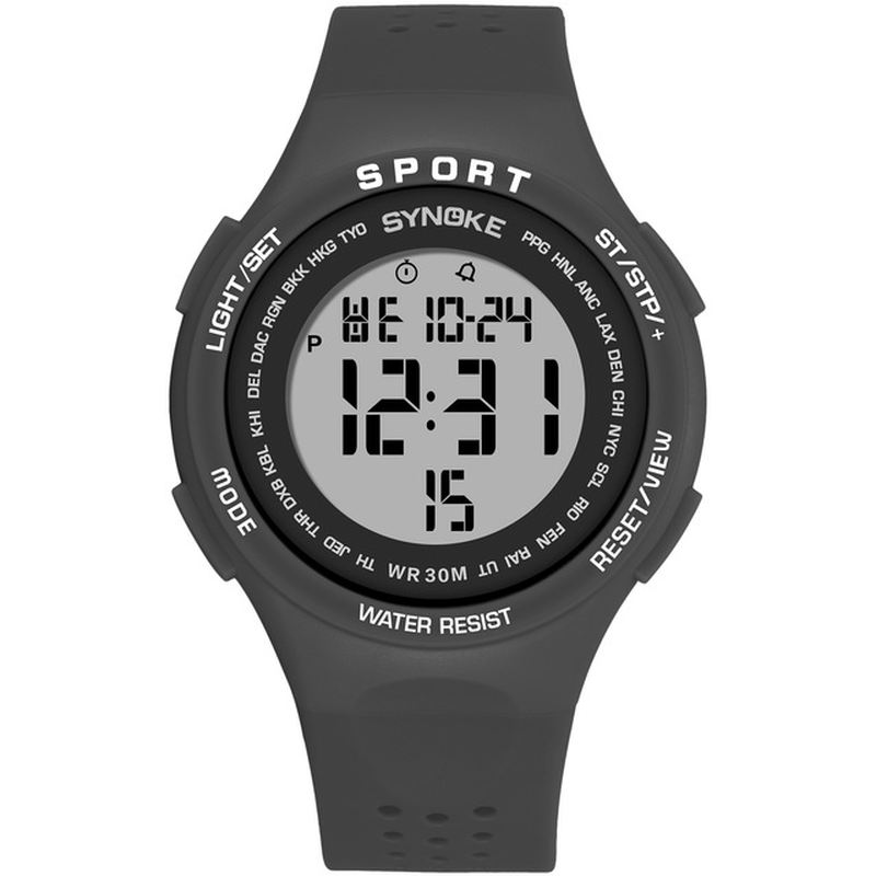 El Display Silikone Strap Sport Watch 3atm Vandtæt Alarm Student Digital Watch