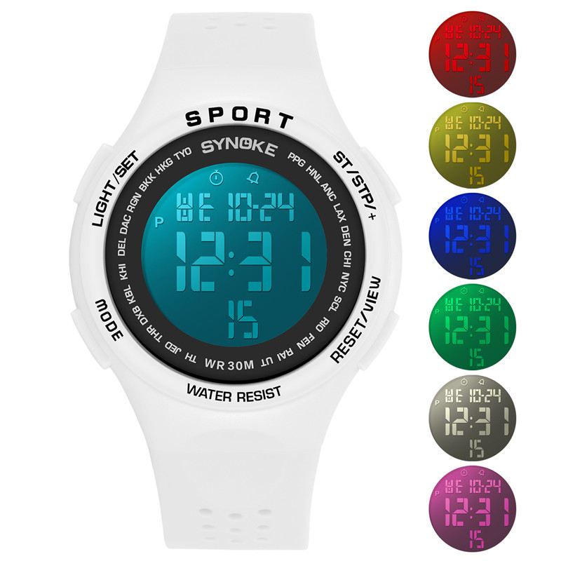 El Display Silikone Strap Sport Watch 3atm Vandtæt Alarm Student Digital Watch