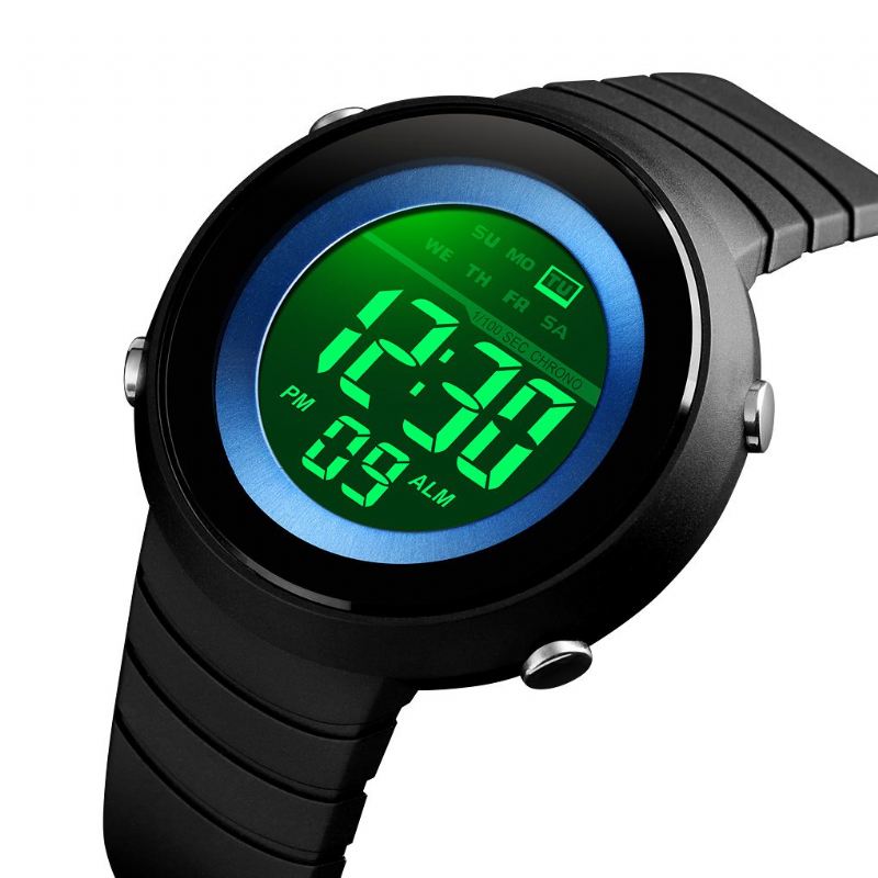 Enkelt Design Baggrundslys Led 50m Vandtæt Chronograph Week Digital Watch Herreur