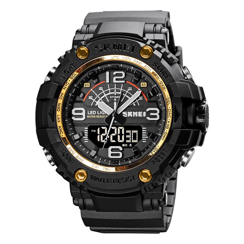 Led Lys Sport Herre Digital Watch 5atm Vandtæt Stopur Camouflage Dual Display Ur