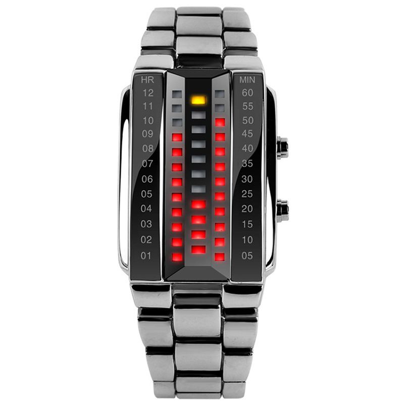 Moderigtigt Creative Couple Led Display Watch Full Steel Band Digital Watch