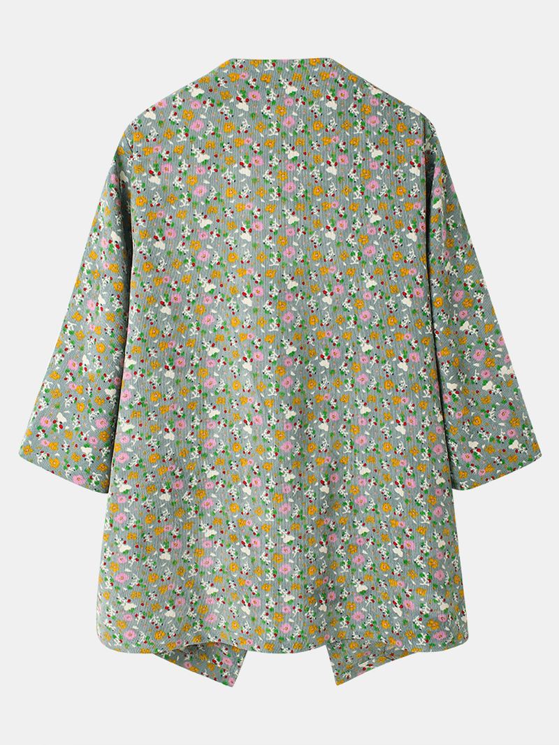 Bohemian Floral Med Tryk 3/4 Længde Ærmer Casual Jakke Til Kvinder