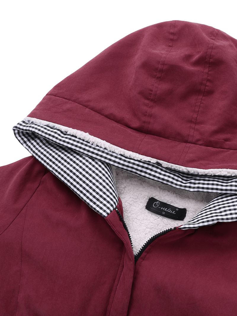 Casual Pure Color Hooded Pocket Coats