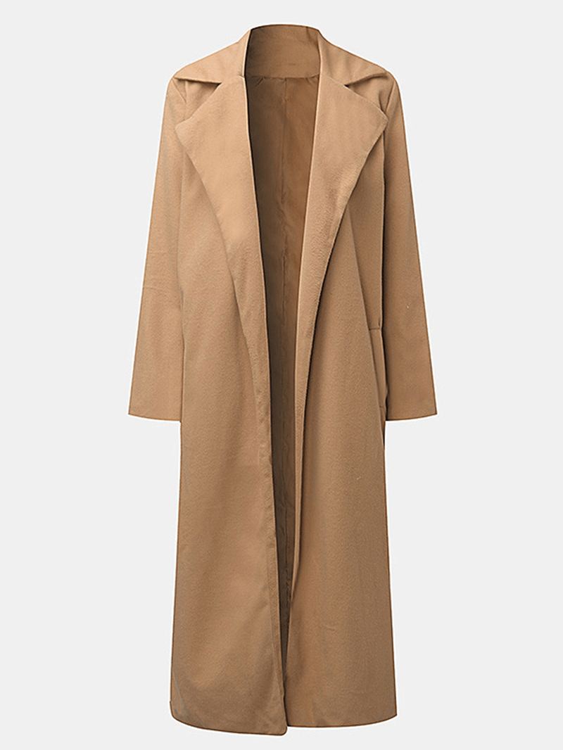 Ensfarvet Pocket Long Coat