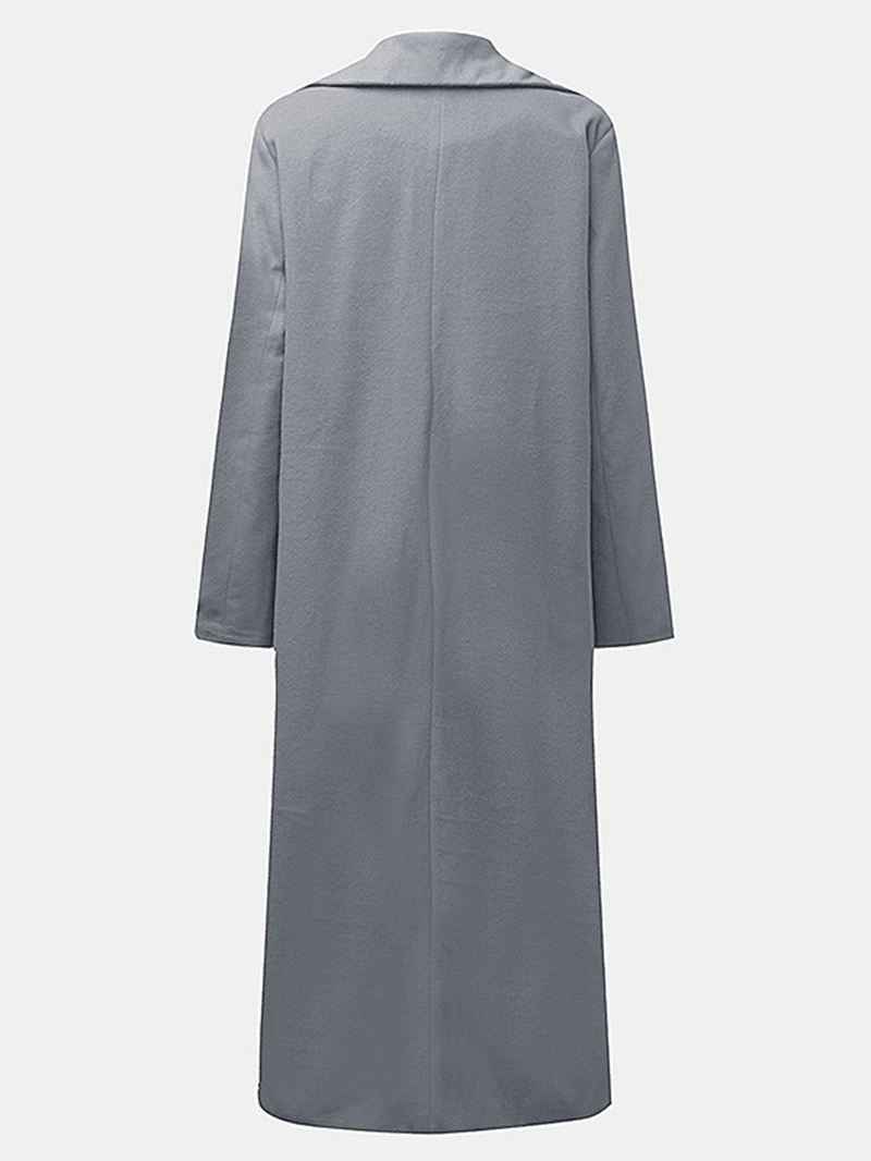 Ensfarvet Pocket Long Coat