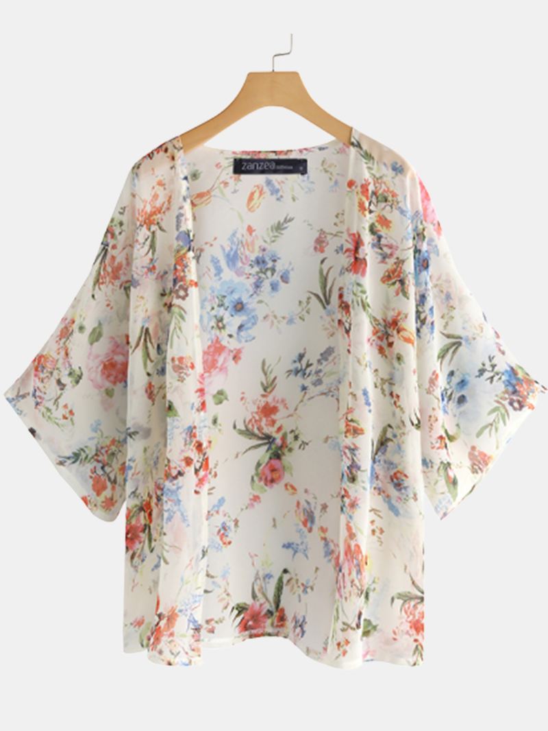 Kvinder Bat Sleeve Blomsterprint Bohemian Style Simple Casual Cardigan