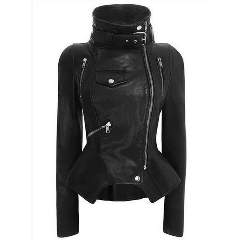 Motorcykel Læder Gothic Jakke Kvinder Kunstlæder Mode Sort Faux Coats Trend Jakke Streetwear