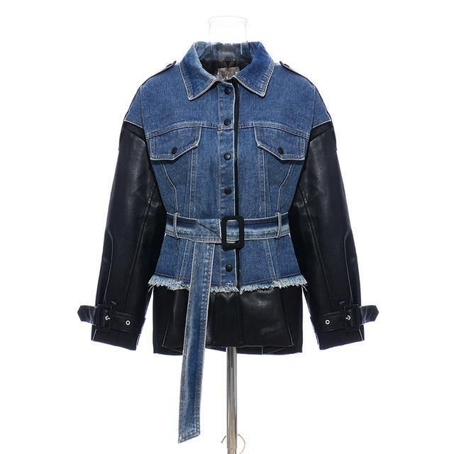 Patchwork Hit Color Denim Coats