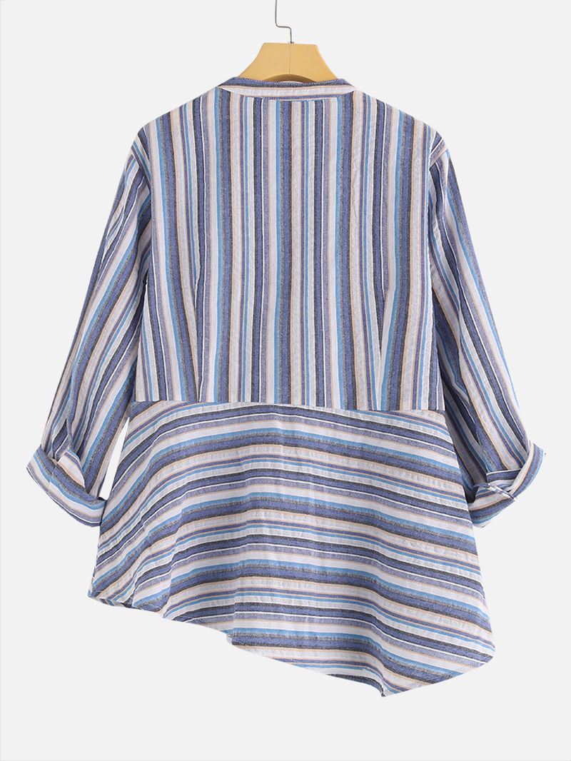 Chic Stribet Bluse Med 3/4 Ærmer