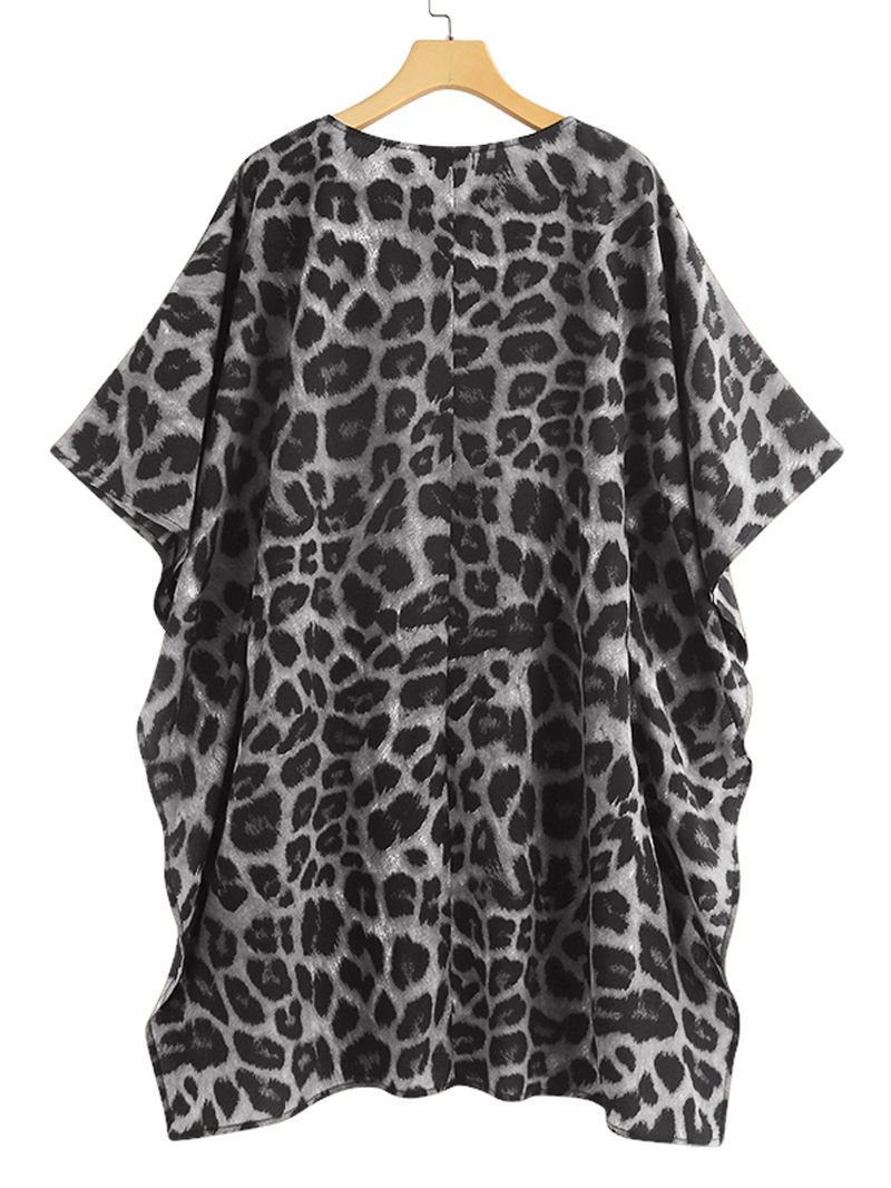 Kvinder Leopard Med Tryk Uregelmæssig Hem V-hals Casual Bluse