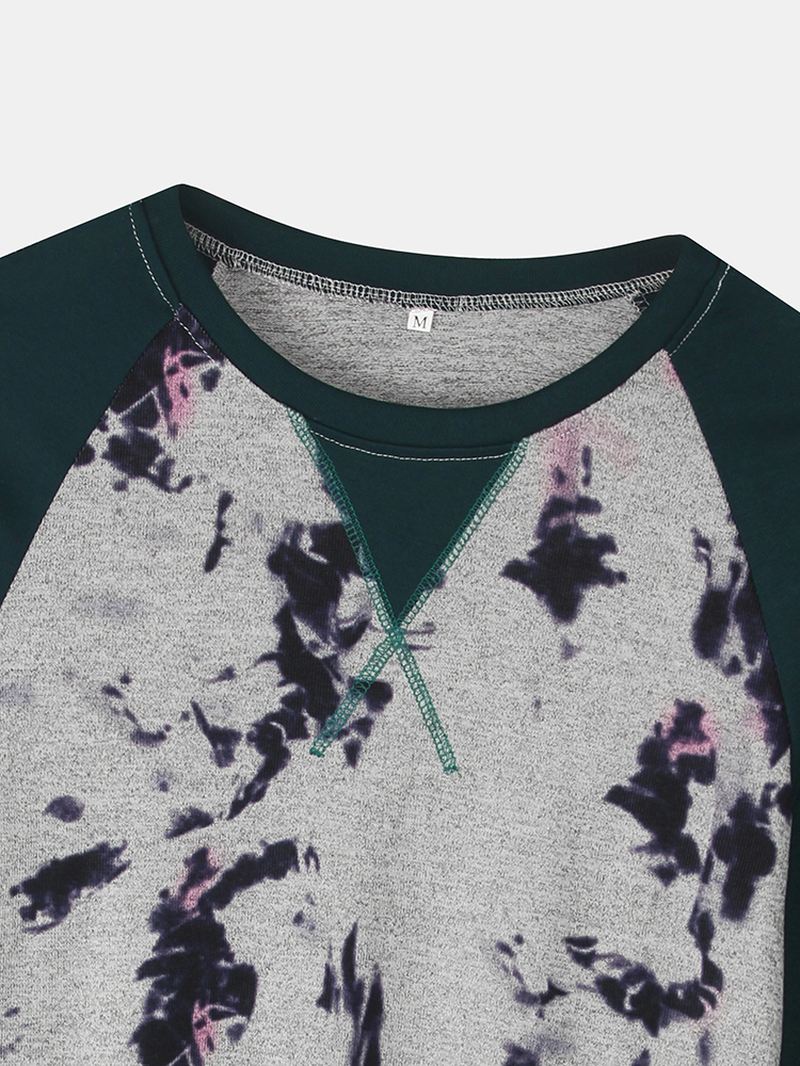 Kvinder Tie Dye Patchwork Raglan-ærmer Bluse