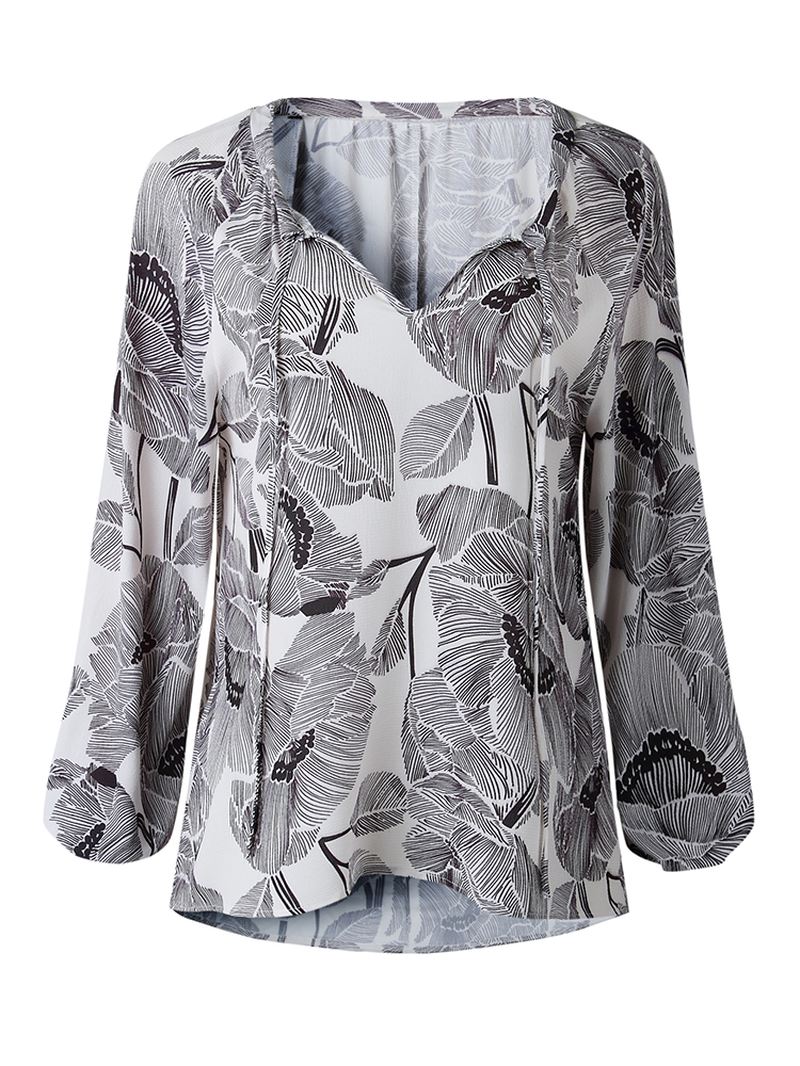 Kvinder V-hals Boho Blomsterprint Bluse