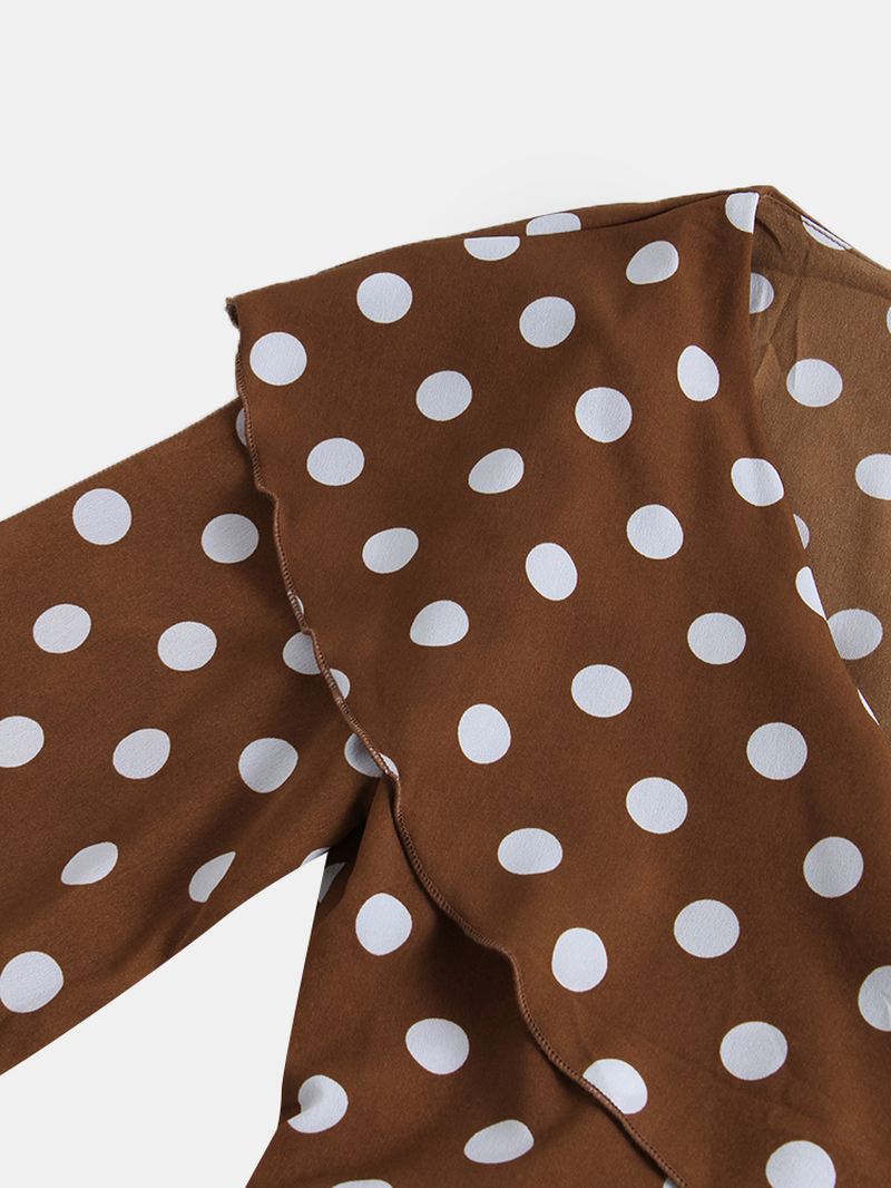 Polka Dot Med Tryk V-hals Langærmet Kausal Bluse