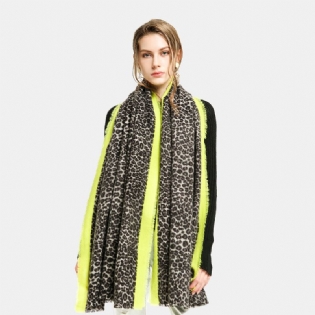 Kvinder Akryl Kunstig Uld Leopardprint Sjal Mode Afslappet Dobbelt-brug Forlænge Varme Tørklæde