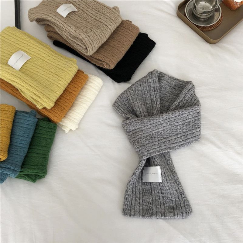 Pure Color Cashmere Strikket Fortykket Kors Varmt Tørklæde