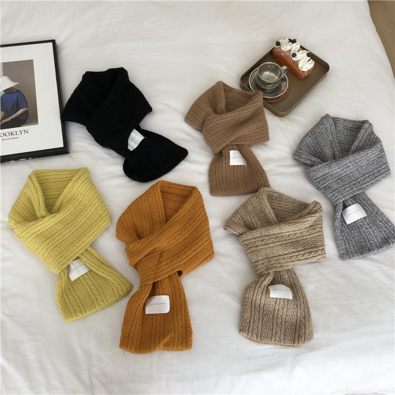 Pure Color Cashmere Strikket Fortykket Kors Varmt Tørklæde