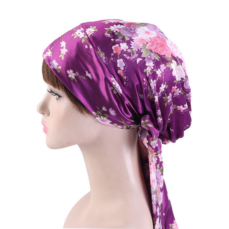 Satin Med Tryk Bånd Sløjfe Turban Hat