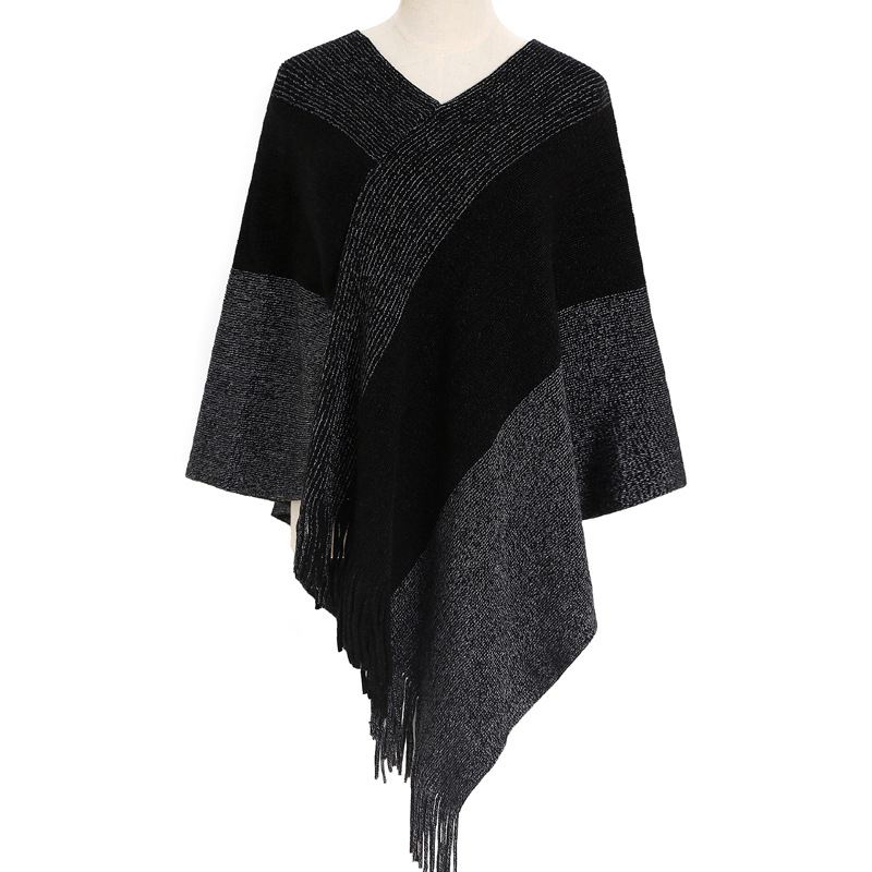 Strikket Sjal Cape Warm Tassel Cloak